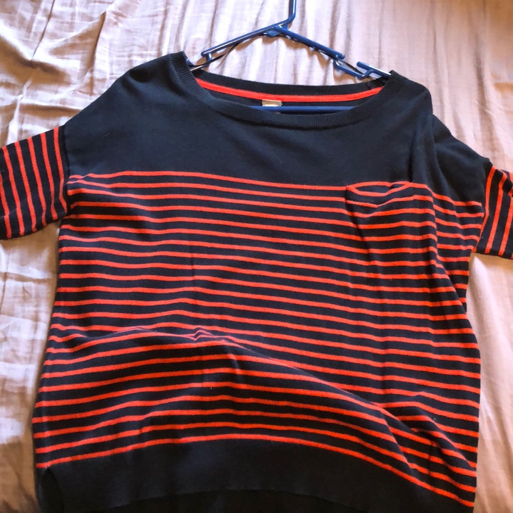 Navy and red sweater